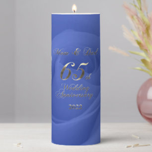 2022 Rose Blue Sapphire Wedding 65th Anniversary Pillar Candle