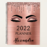 2022 Rose Gold Blush Pink  Glitter Eyelashes Planner<br><div class="desc">2022 Rose Gold - Blush Pink Eyelashes Sparkle Glitter Monogram Name and Initial Spiral Notebook. This makes the perfect sweet 16 birthday,  wedding,  bridal shower,  anniversary,  baby shower or bachelorette party gift for someone that loves glam luxury and chic styles.</div>