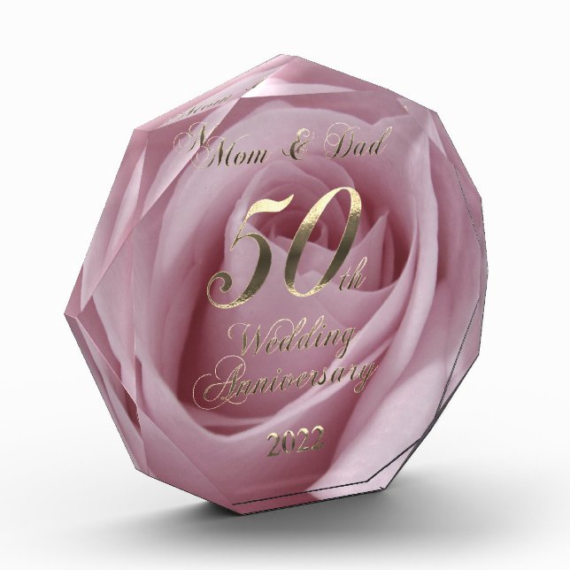 2022 Rose Golden Wedding 50th Anniversary Parents Acrylic Award (Left)