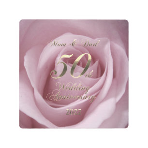 2022 Rose Golden Wedding 50th Anniversary Parents Metal Print
