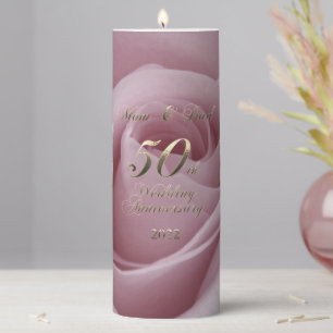 2022 Rose Golden Wedding 50th Anniversary Parents Pillar Candle