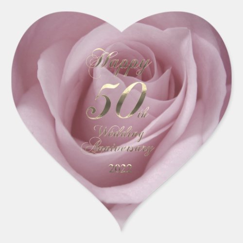 2022 Rose Golden Wedding Parents 50th Anniversary Heart Sticker
