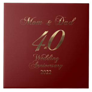 2022 Ruby Wedding 40th Anniversary Parents Ceramic Tile