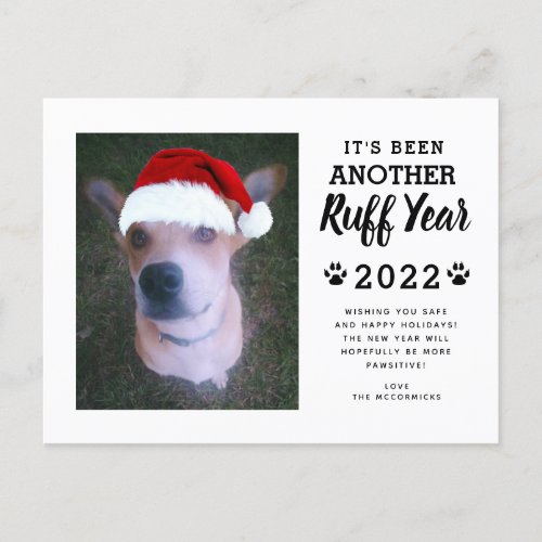 2022 Ruff Year Funny Dog Photo Personalized Holiday Postcard