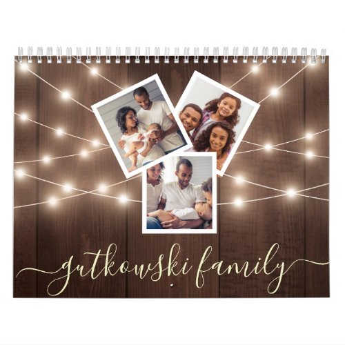 2022 Rustic Wood Photo Collage Family Calendar