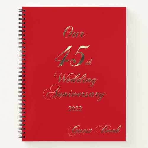 2022 Sapphire Wedding 45th Anniversary Guestbook Notebook