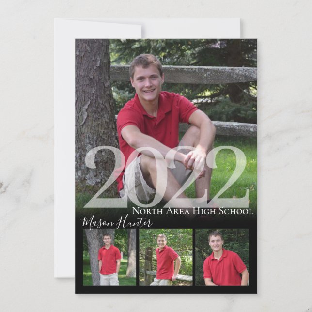 2022 Senior Memories Quad Photo Graduation Invitation (Front)