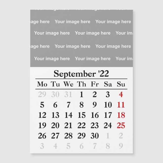 2022 September calendar Magnetic card (Front)