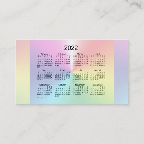 2022 Shimmer Calendar by Janz Business Card