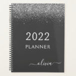 2022 Silver Grey Girly Glitter Monogram Name Planner<br><div class="desc">2022 Silver and Grey (Gray) Sparkle Glitter Monogram Name and Initial Spiral Notebook. This makes the perfect sweet 16 birthday,  wedding,  bridal shower,  anniversary,  baby shower or bachelorette party gift for someone that loves glam luxury and chic styles.</div>