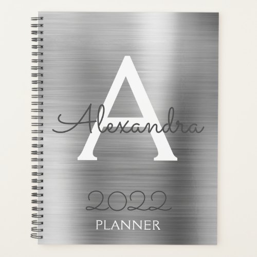 2022 Silver Metallic Monogram Modern Planner