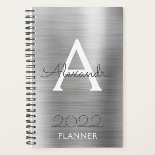 2022 Silver Metallic Monogram Modern Planner