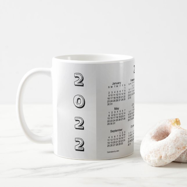 2022 Silver Shimmer Calendar by Janz Coffee Mug (With Donut)