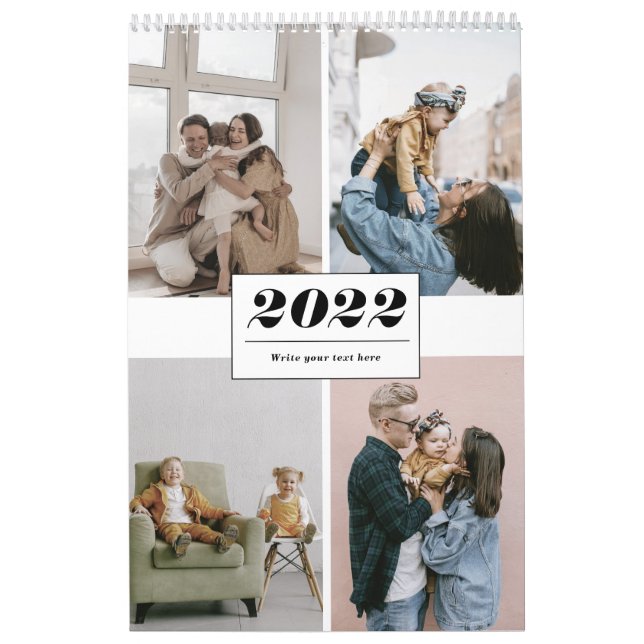 2022 simple modern trendy family photo collage calendar (Cover)
