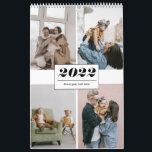 2022 simple modern trendy family photo collage calendar<br><div class="desc">2022 simple modern trendy family photo collage Calendar. Available in 4 different colors; black and white,  navy blue & dusty rose (pink).</div>