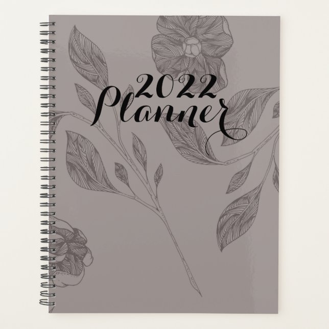  2022 Taupe Floral  Planner (Front)
