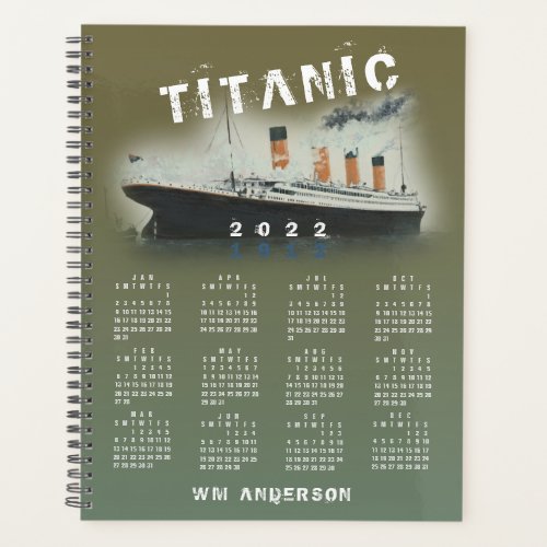 2022 Titanic Calendar  Planner