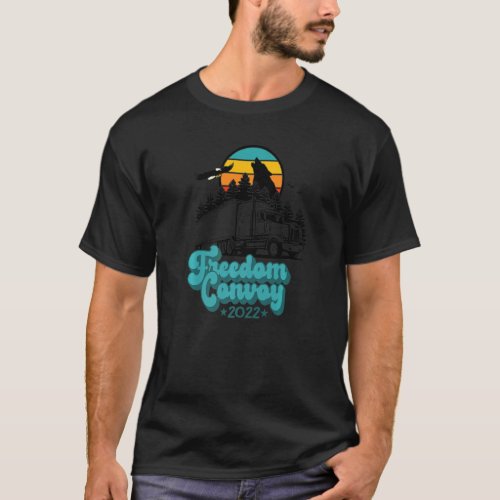 2022 Trucker Freedom Convoy Retro Sunset Big Rig 1 T_Shirt