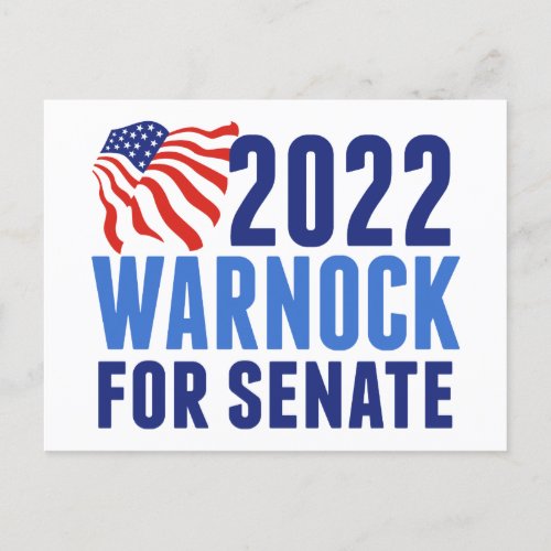 2022 Warnock for US Senate Georgia Election Flag Postcard