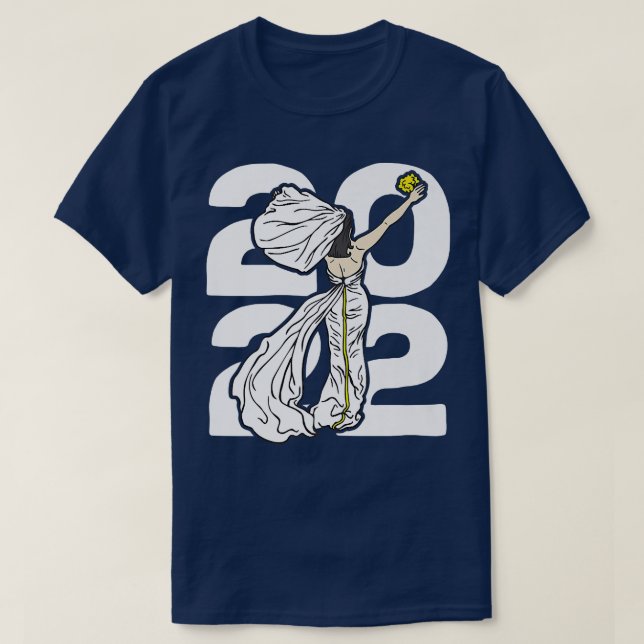 2022 Wedding Bride Throwing Bouquet Anniversary  T-Shirt (Design Front)