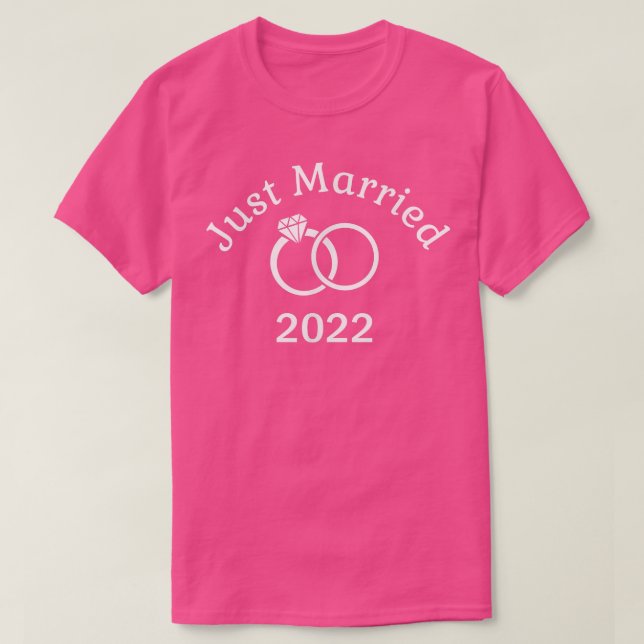 2022 Wedding Ring Matching Couple Just Married  T-Shirt (Design Front)