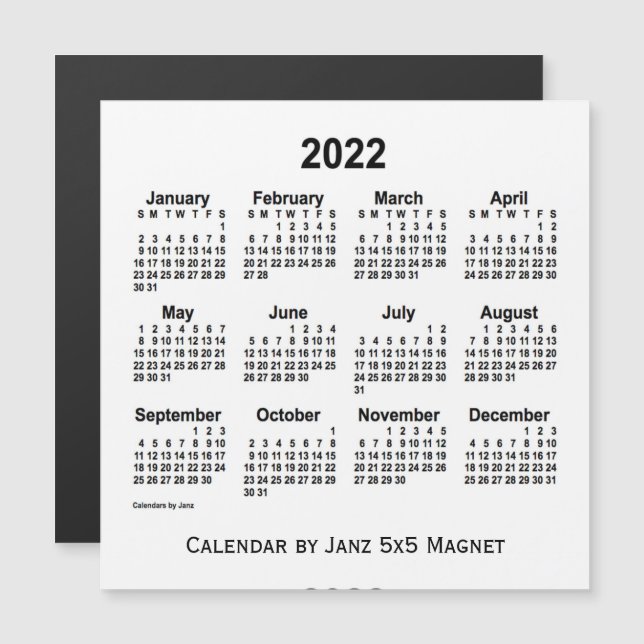 2022 White Calendar by Janz 5x5 Magnet (Front/Back)