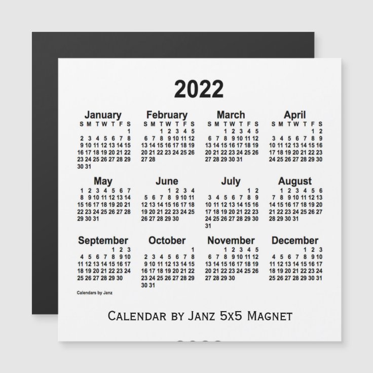 2022 White Calendar by Janz 5x5 Magnet | Zazzle
