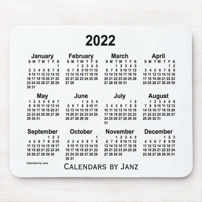 2022 White Calendar by Janz Mouse Pad | Zazzle