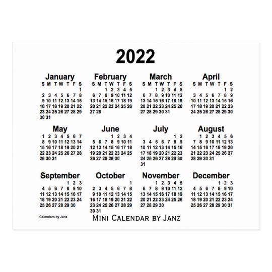 printable mini calendar 2022