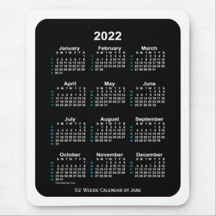 2022 White Neon 52 Week Calendar by Janz Mouse Pad