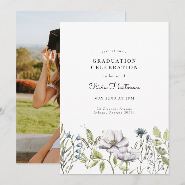 2022 Wildflower Photo Graduation Invitation (Front/Back)