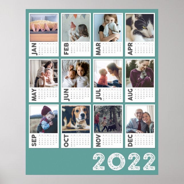 2022 Year Calendar Modern Photo Collage Poster (Front)