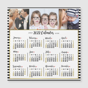 2022 Year Calendar Stripes   Custom Photos Magnet