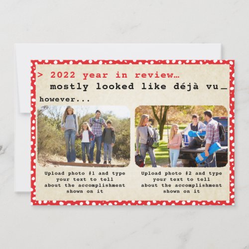 2022 Year in Review Family Photo Red New Year Holiday Card