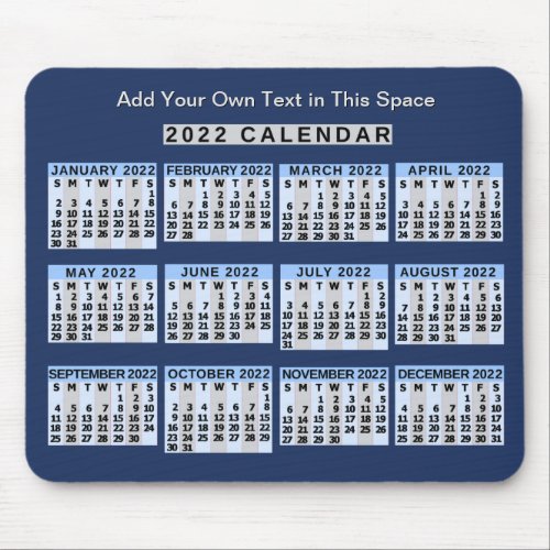 2022 Year Monthly Calendar Easy to Read Business Mouse Pad