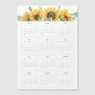 2022 Yearly Calendar with Sunflowers