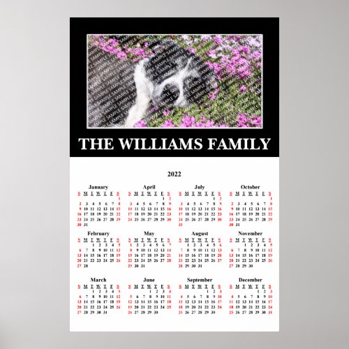 2022 Your Favorite Family Photo Custom Calendar Poster