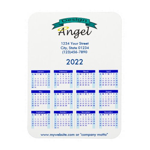 2022 Your Logo Branded Blue Calendar Magnet