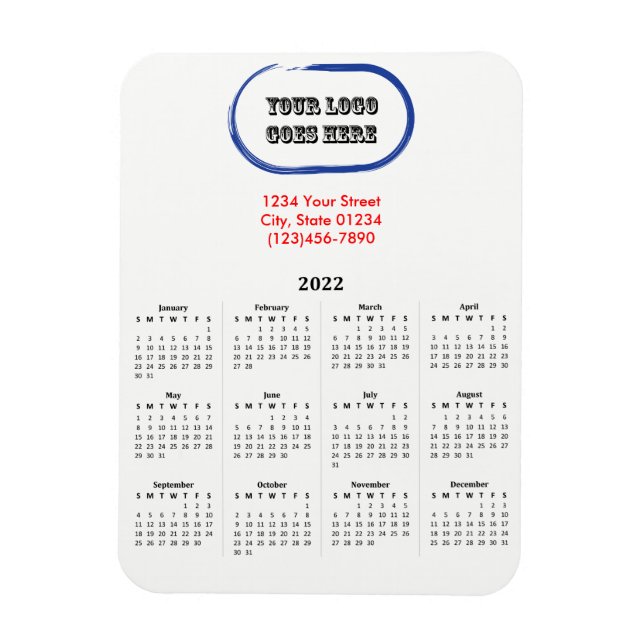 2022 Your Logo Branded Calendar Magnet (Vertical)