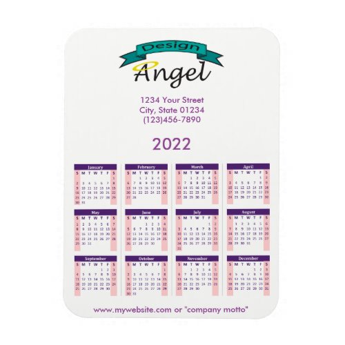 2022 Your Logo Branded Purple Calendar Magnet