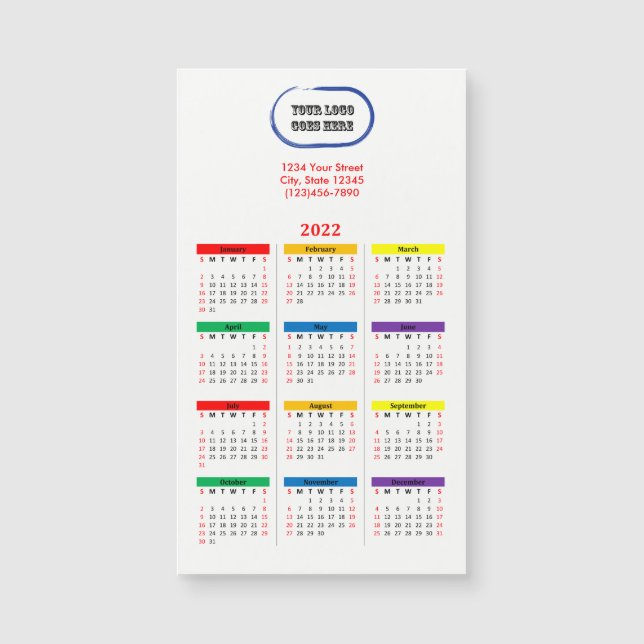 2022 Your Logo Branded Rainbow Calendar (Front)