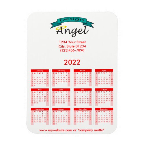 2022 Your Logo Branded Red Calendar Magnet