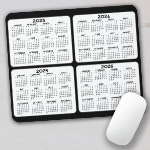 2023 2024 2025 2026 Calendar 4 year black white Mouse Pad