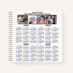 2023 2024 2025 2026 Calendar Custom Photo Modern Notebook