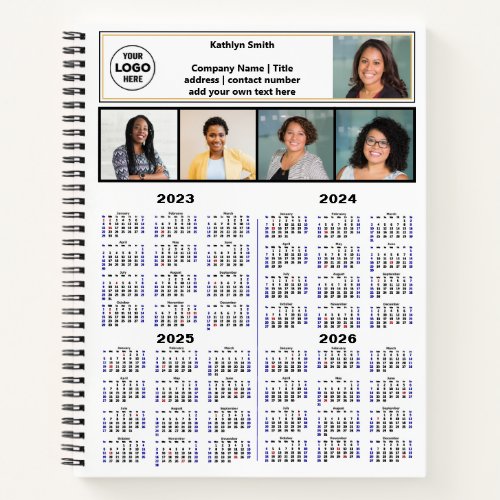2023 2024 2025 2026 Calendar Modern Business Photo Notebook