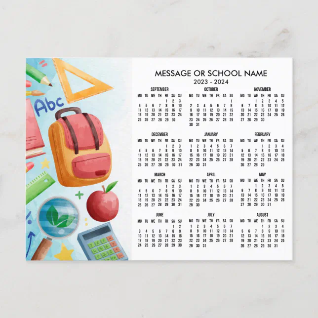 2023 2024 Back To School Calendar Photo Postcard | Zazzle