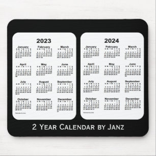 2023-2024 Black and White 2 Year Calendar by Janz Mouse Pad