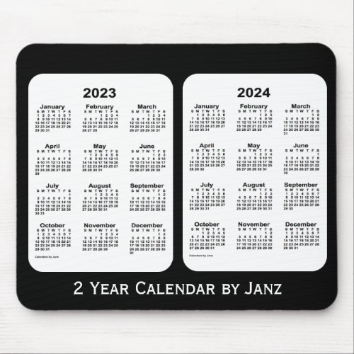 2023_2024 Black and White 2 Year Calendar by Janz Mouse Pad