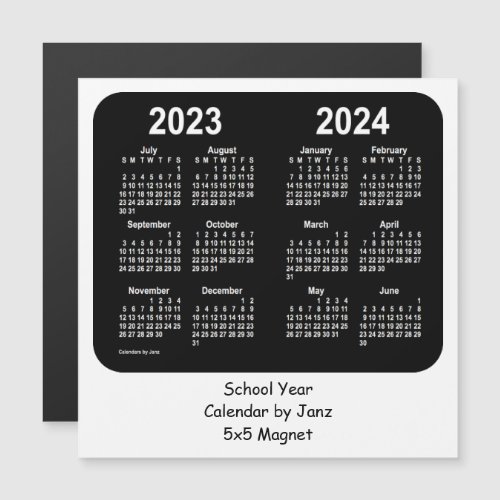 2023_2024 Black and White School Calendar by Janz