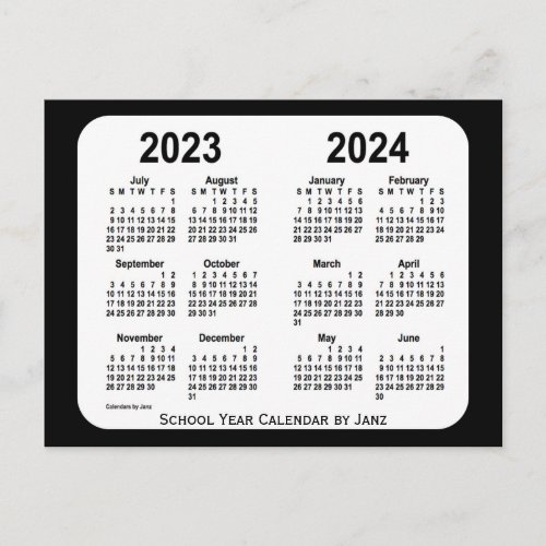 2023_2024 Black and White School Calendar by Janz Postcard